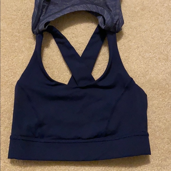 Navy built in bra lulu lemon tank - Picture 7 of 8